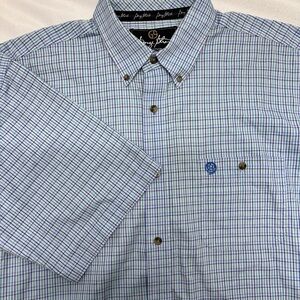 Wrangler Shirt Mens XLarge Button Up George Strait Plaid Cotton Western Rancher